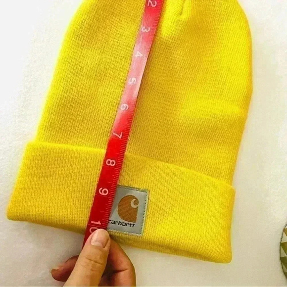 NET Carhartt Yellow Knit Cuffed Stretch Winter Hat Beanie Hat Made In USA SizeOS - Picture 10 of 10